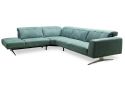 Leather/Fabric Corner Lounge Sofa with Adjustable Headrest and Metal Legs - Astro